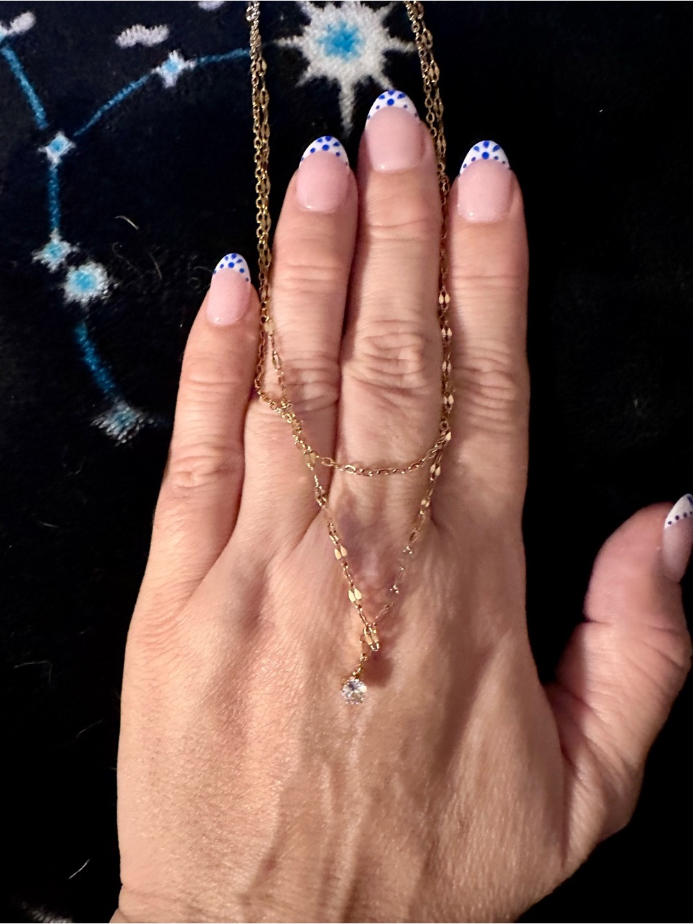 Beautiful Earth Delicate Layered Gold-Toned Necklace With a CZ Central Stone